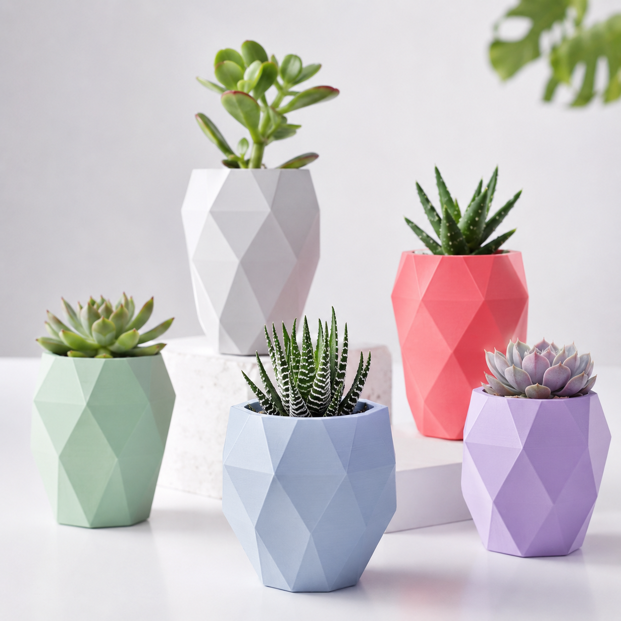 Colorful Geometric Succulent Planters – Modern 3D Printed Plant Pots