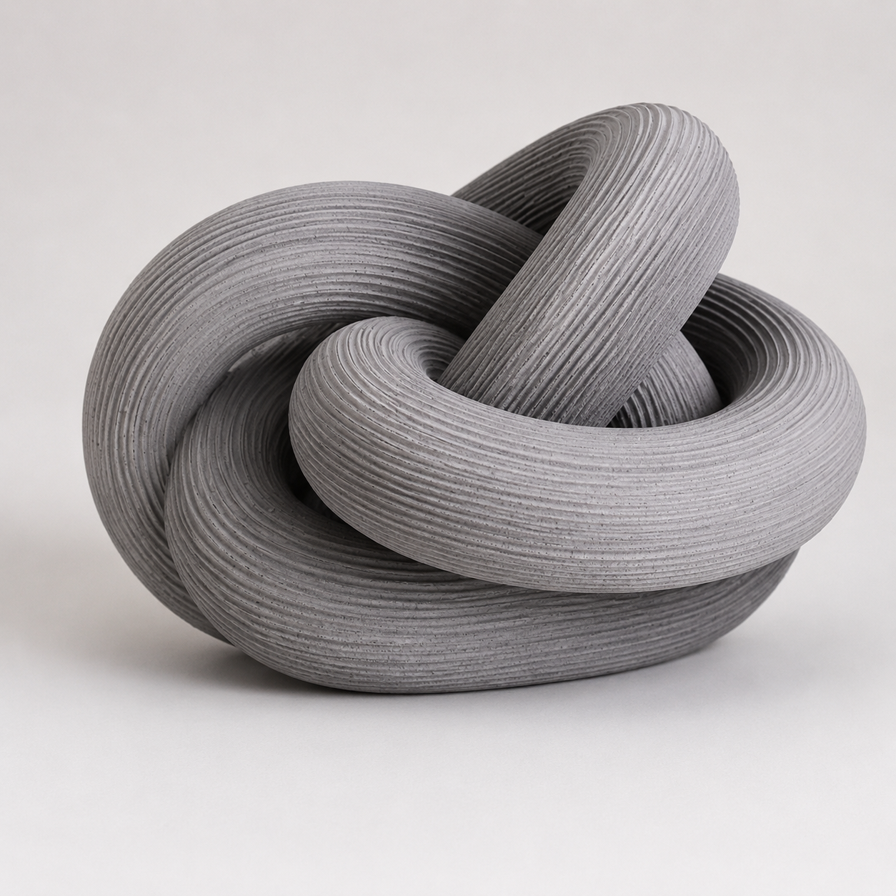 Modern 3D Printed Knot Sculpture – Grey Abstract Home Décor